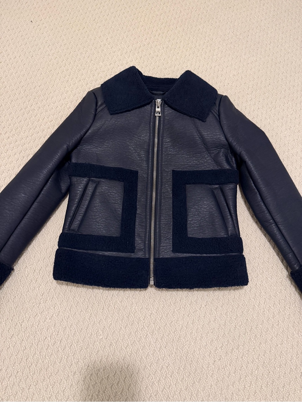 Guess Navy Faux-Shearling Jacket